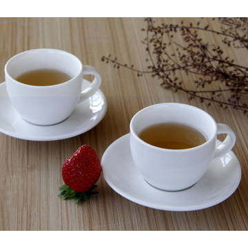 Haonai designe white color ceramic coffee cup and saucer set